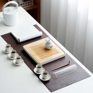 防水茶席简约桌垫皮垫新中式桌旗桌布茶道零配件茶具用品