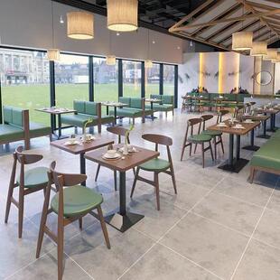 休闲咖啡厅实木桌椅组合茶西餐厅面馆食堂料理小吃餐饮店卡座沙发