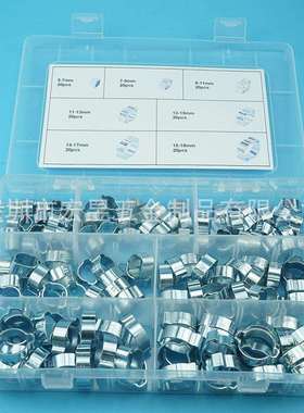 140pcs镀锌钢双耳卡箍通用卡箍圈多规格组合套装盒装