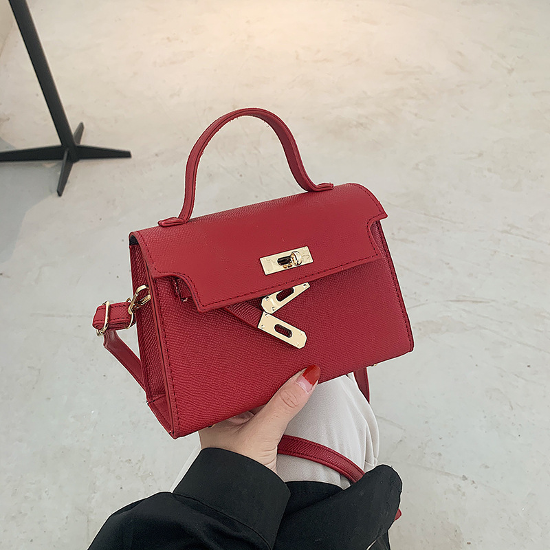 手提包简约通勤女包2025新款潮时尚锁扣迷你单肩斜挎包洋气凯莉包