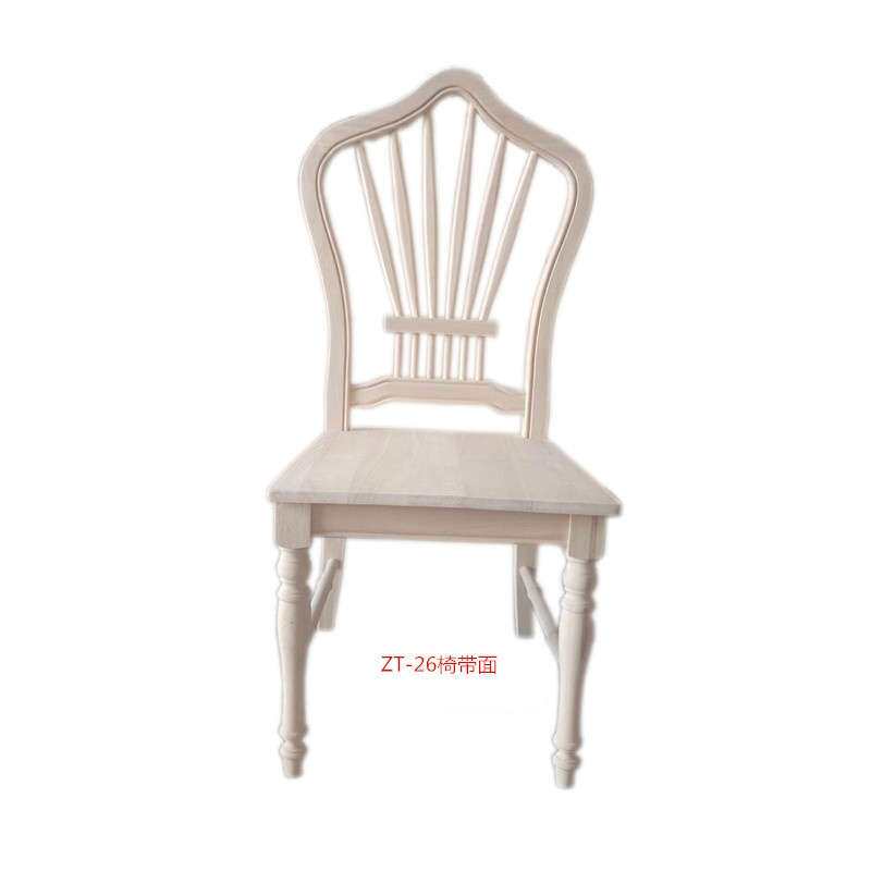 美式复古休闲椅白茬实木家具凳子白坯广东佛山椅子美式单人椅