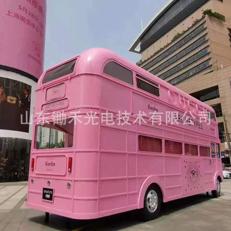 厂家一比一还原制作大型复古双层巴士模型影视拍摄装饰道具