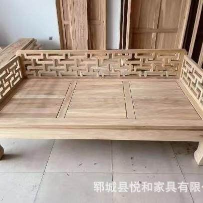 中式家具实木罗汉床客厅沙发床榻北方老榆木禅意坐床白茬罗汉床