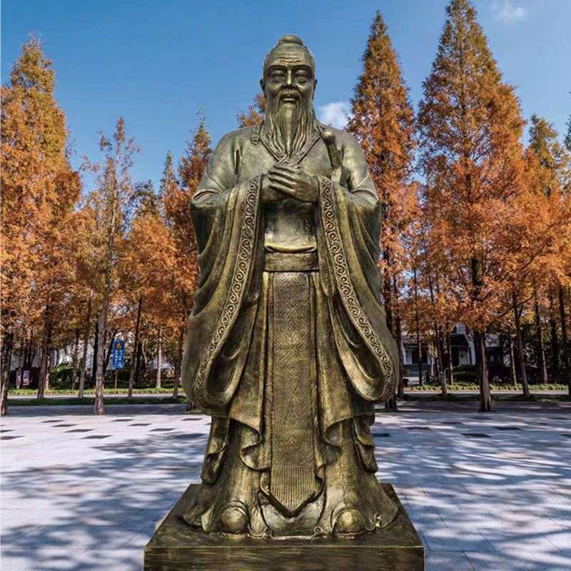 大型铸铜孔子雕塑古代名人全身半身孔子铜像学校户外广场雕塑摆件