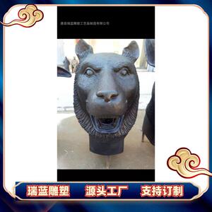 铸铜十二生肖兽首喷泉水景雕塑兽头人身像一套喷泉吐水雕塑摆件