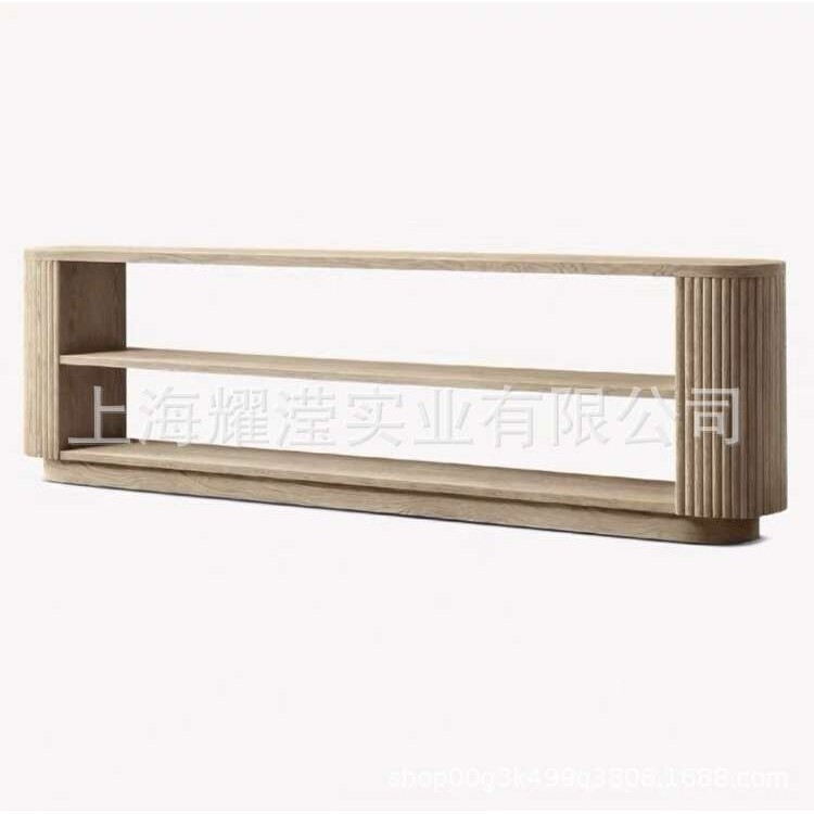 美式RH家具实木橡木边几现代简约轻奢沙发背几法式乡村复古玄关桌