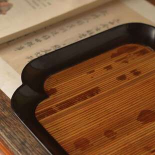 红湘妃竹海棠方盘满花托盘老料竹点心盘奉茶盘 重工竹制安吉茶具