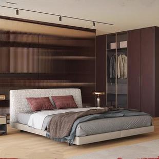 意式极简进口棉麻罗杰床现代简约别墅大平层布艺床卧室大双人婚床