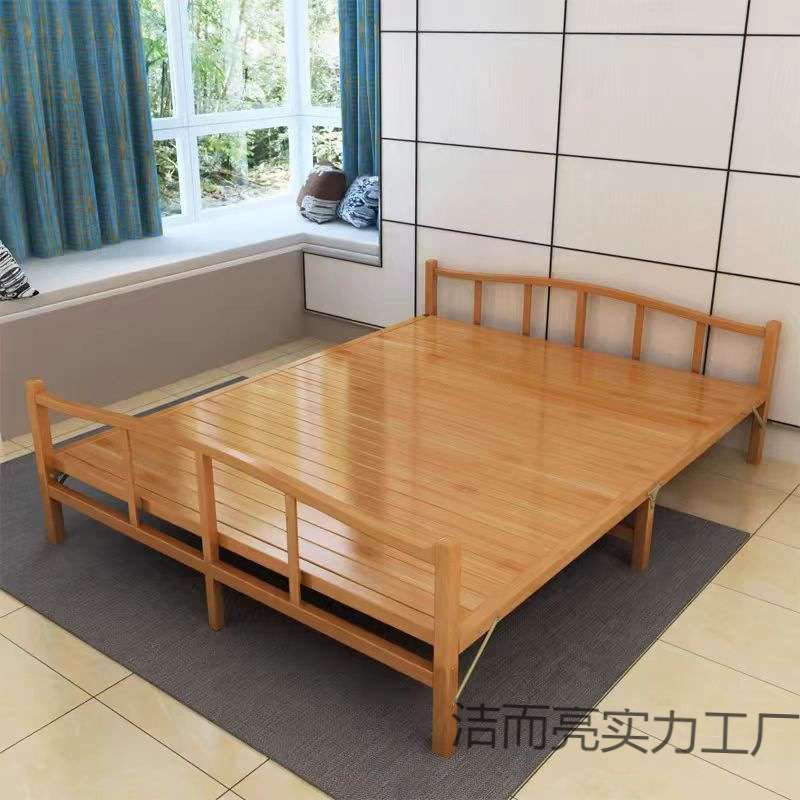 竹床折叠床单人双人家用午休凉床成人出租房屋简易硬板木床竹板床