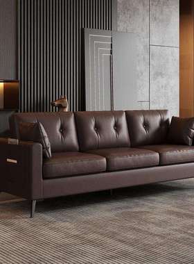 沙发客厅家用小户型公寓出租房屋办公室服装店双三人位黑色皮沙发