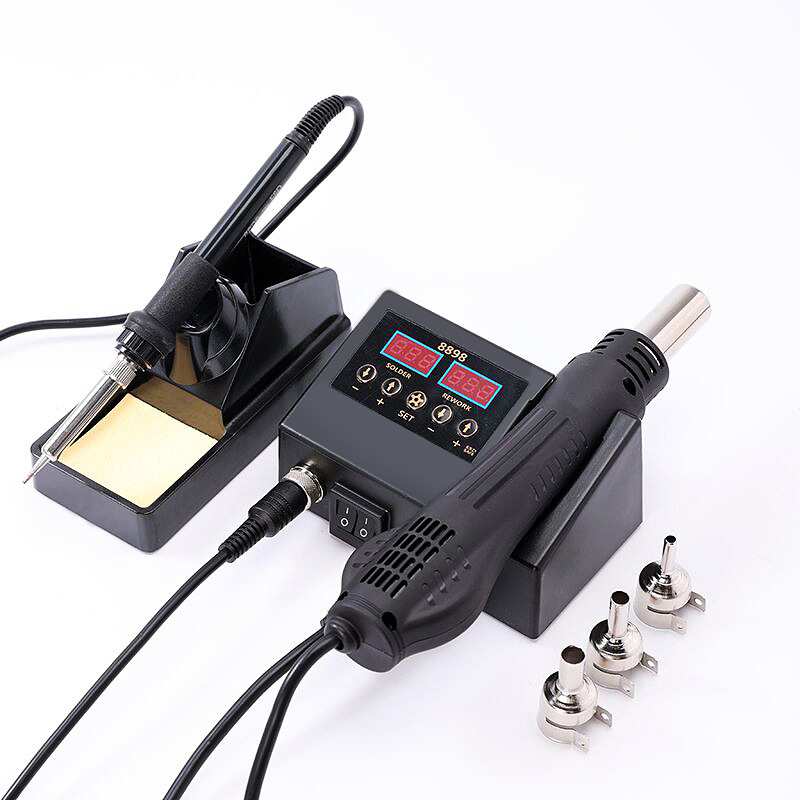 8898热风枪拆焊台110V220V双数显二合一可控温电烙铁焊枪