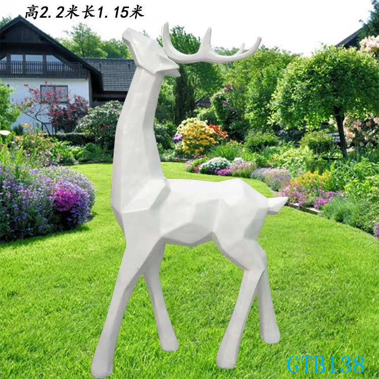 定制抽象仿铜鹿雕塑户外园林景观小品麋鹿玻璃钢鹿花园广场梅花鹿