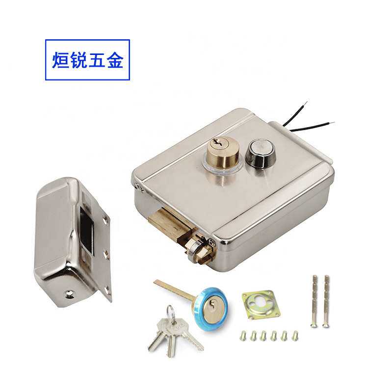 密码门禁电控锁 带反锁功能 纯铜锁头 按钮式开锁 铁拉丝木门不锈