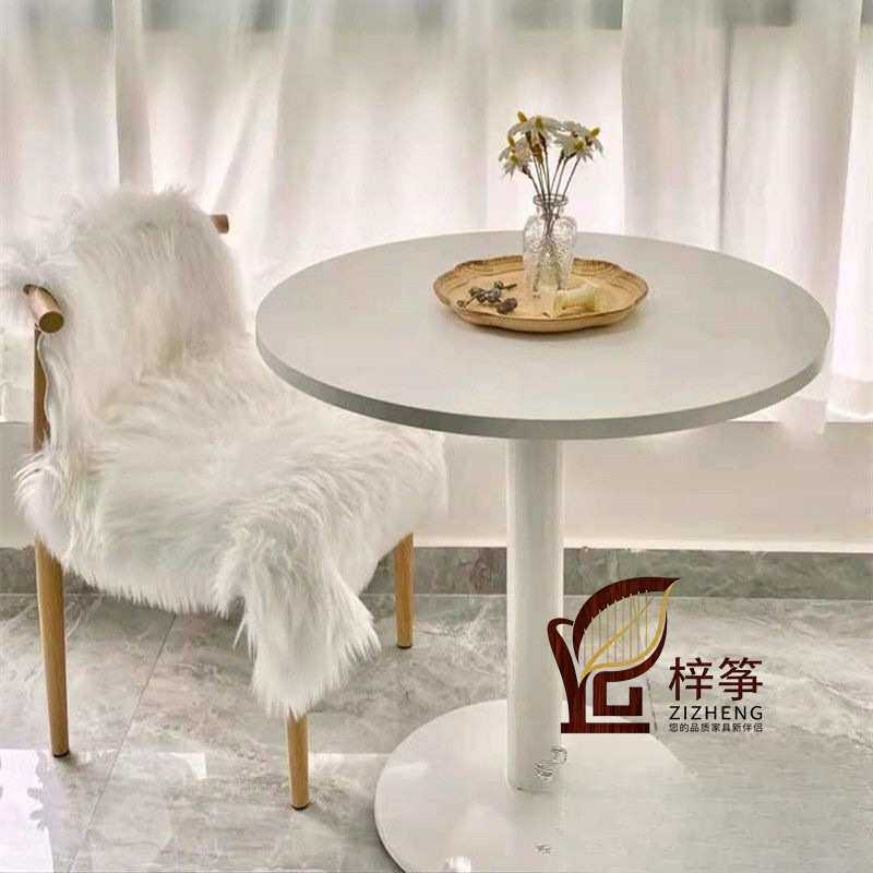 洽谈小圆桌白色简约休闲奶茶甜品店小方桌办公接待4S门店会展桌子