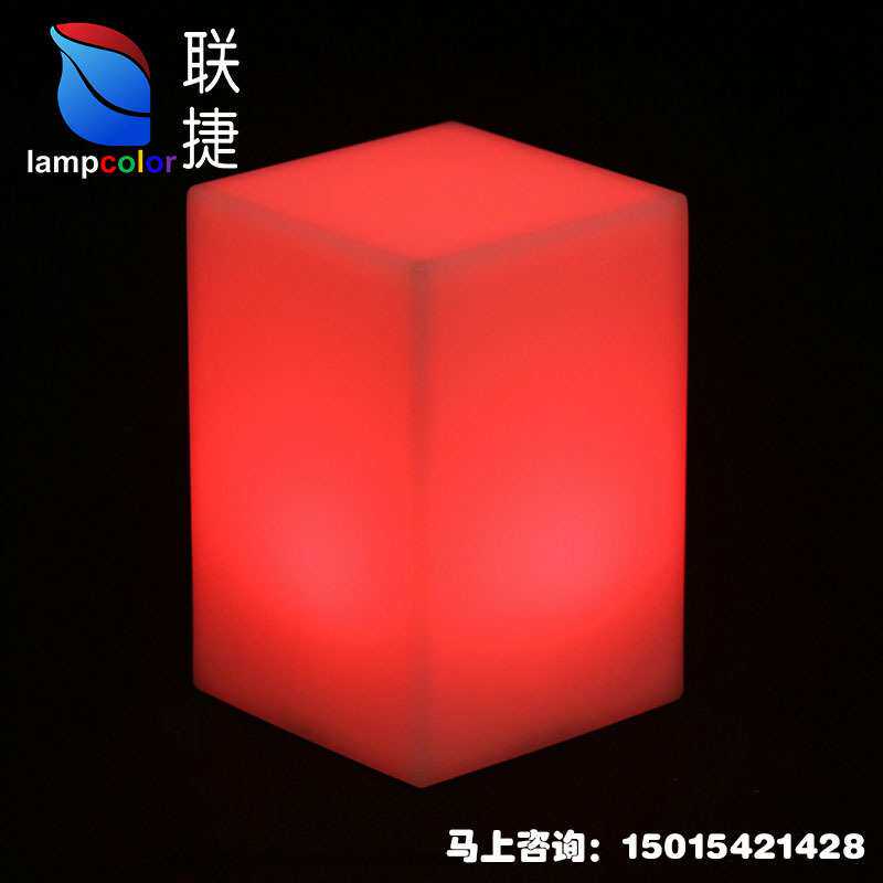 桌面LED发光咖啡厅酒吧餐厅氛围小方柱桌灯七彩装饰广告小夜灯