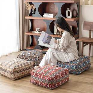 加厚方形提花坐墩民族风蒲团坐垫家用卧室阳台窗台地板隔凉垫