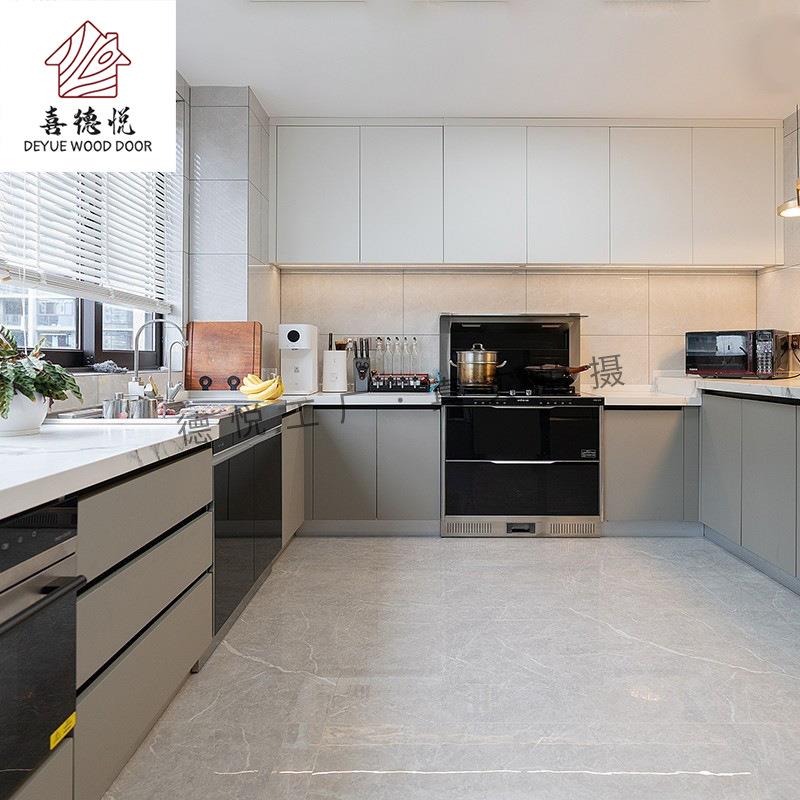 南京工厂橱柜现代简约L型U型定 制厨房石英石台面厨房一体灶台