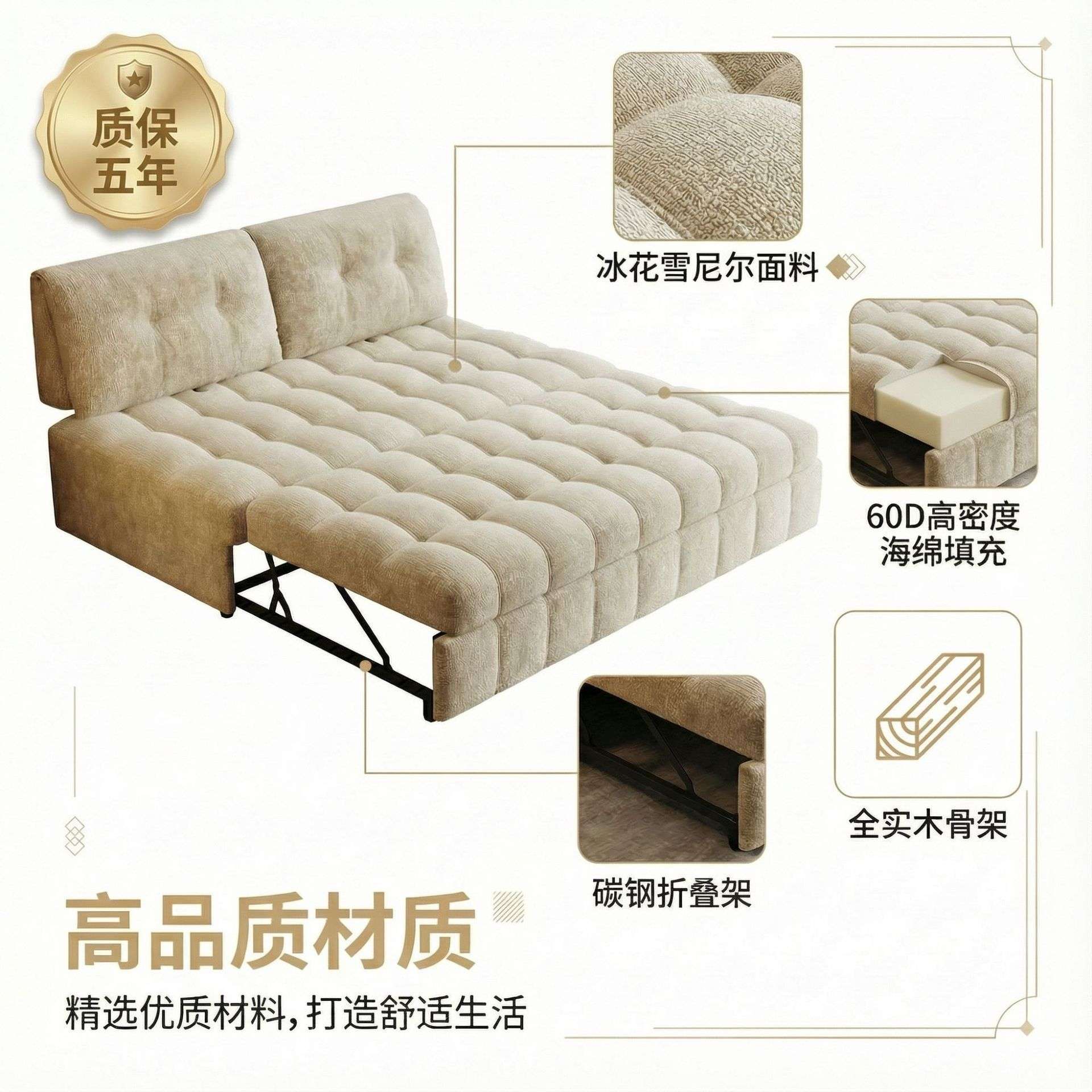 单人位折叠沙发床一体两用客厅书房多功能双人位二合一午休沙发床