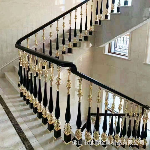 别墅铝合金楼梯立柱扶手自建房室内家用轻奢铝艺简约立柱护栏厂