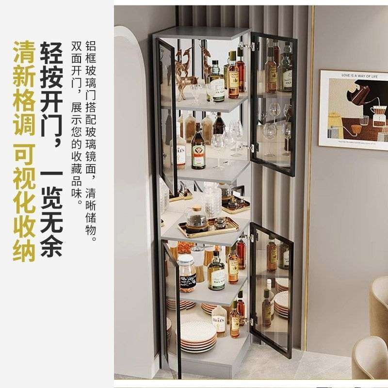 中古风酒柜展示柜带玻璃门客厅靠墙置物架电视柜侧边柜实木装饰柜