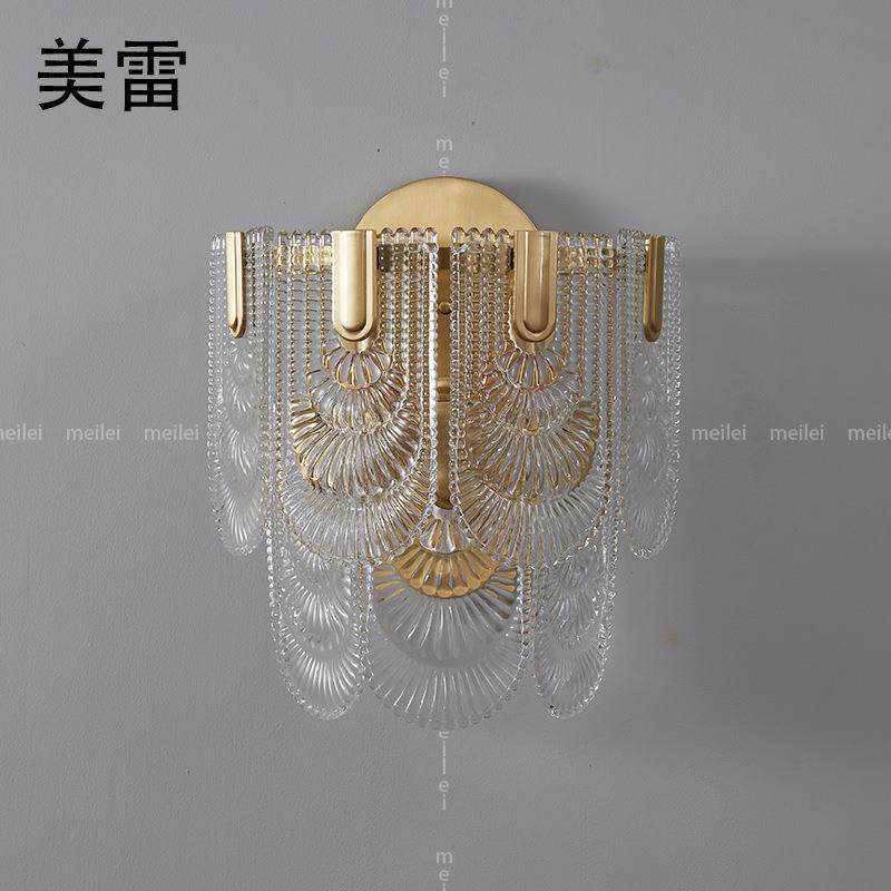香槟金壁灯客厅轻奢水晶创意个性卧室床头灯北欧现代简约过道灯饰