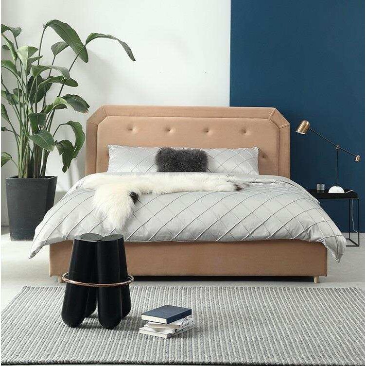 北欧简约现代ins风1.8m双人床 1.5样板间主卧 设计师布艺休闲婚床