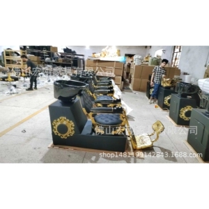 轻奢镀金网红半躺理发店时尚洗头床简约高档发廊美发店陶瓷冲水床