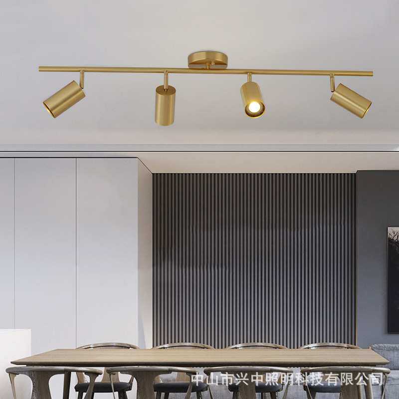 全铜明装导轨式射灯led轨道灯北欧简约客厅筒灯展厅服装店天花灯
