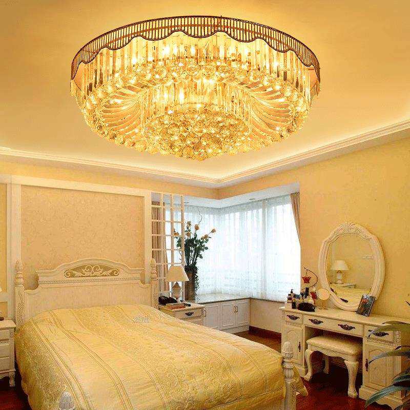 客厅灯圆形 水晶吸顶灯 LED现代欧式大气金色卧室灯餐厅豪华灯具