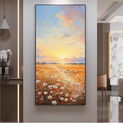 现代简约玄关风景装饰画入户正对门墙壁走廊过道挂画图片