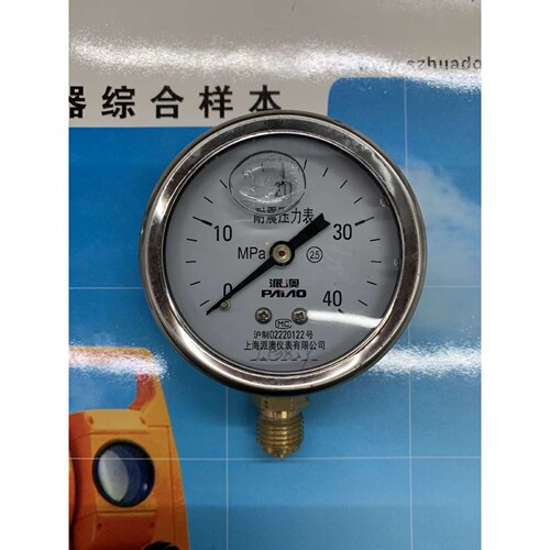 上海派澳仪表YN60耐震压力表油压表0.6 1 1.6MPA螺纹2分 14*1.5MM