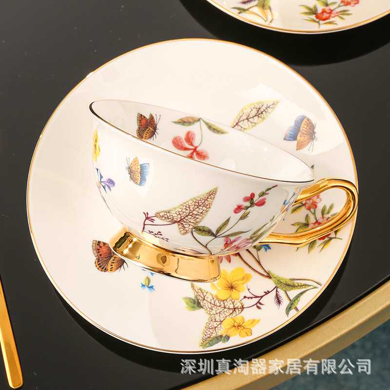 美道 穿花引碟 咖啡杯子高档精致高级茶壶杯套装骨瓷下午茶茶具