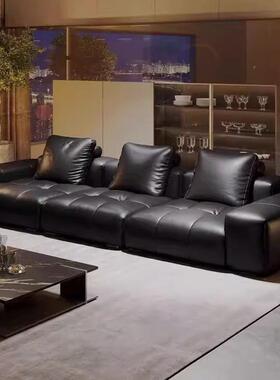 意式极简2024年新款saba像素真皮沙发客厅大小户型黑色模块沙发