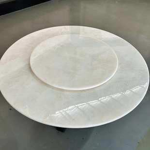 卡里冰玉大理石餐桌 意式轻奢石材餐台圆桌zara home装饰