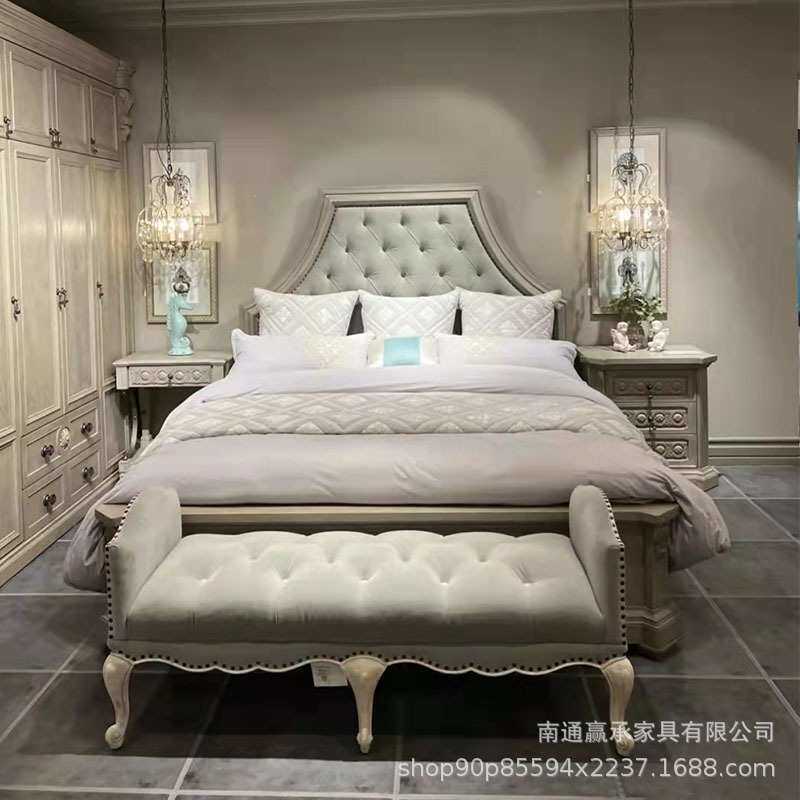 美式床轻奢实木床1.8米双人床皇后床欧式法式乡村ART建筑复兴家具