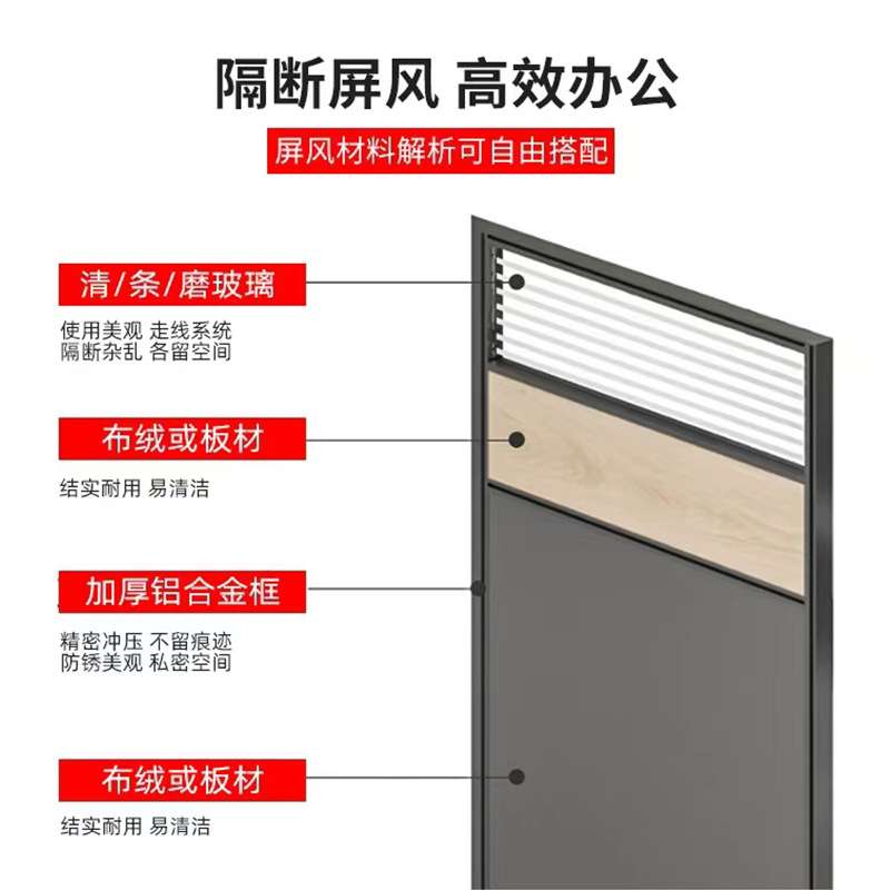 职员办公桌现代简约转角L型2/4/6人位员工卡座屏风财务室办公桌图片