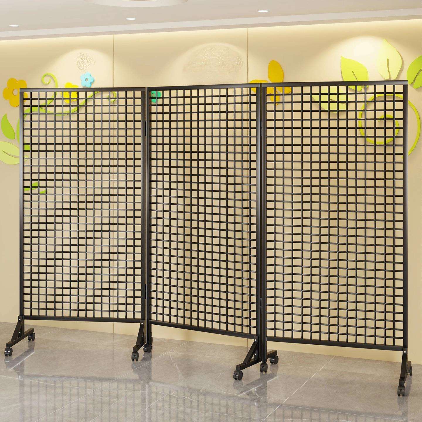 立式铁艺网架展画落地移动网片幼儿园作品户外展示架饰品展会架子