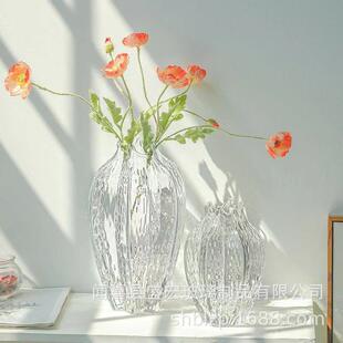 餐桌北欧造型创意杨桃透明玻璃花瓶插花干花鲜花客厅轻奢装饰摆件