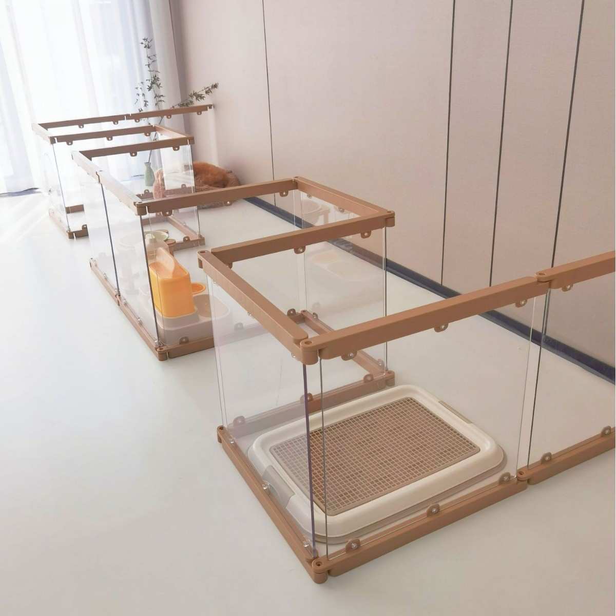 萌小宝透明宠物围栏狗笼子兔围栏亚克力砸不烂PC扩展装拓展单片门