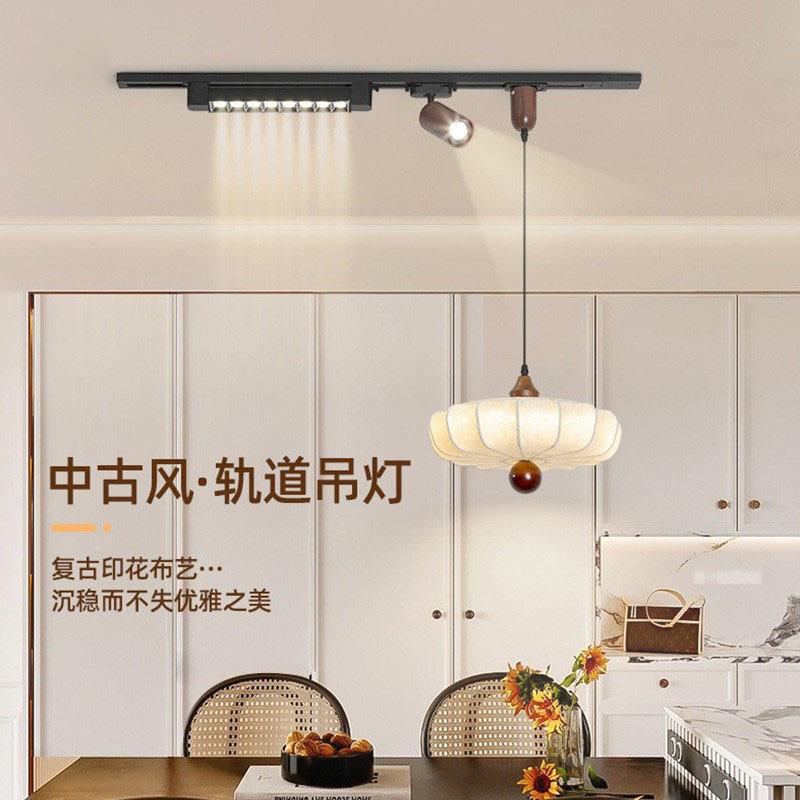 中古风餐厅吊灯复古胡桃木色餐桌灯美式复古吧台灯高级感卧室吊灯