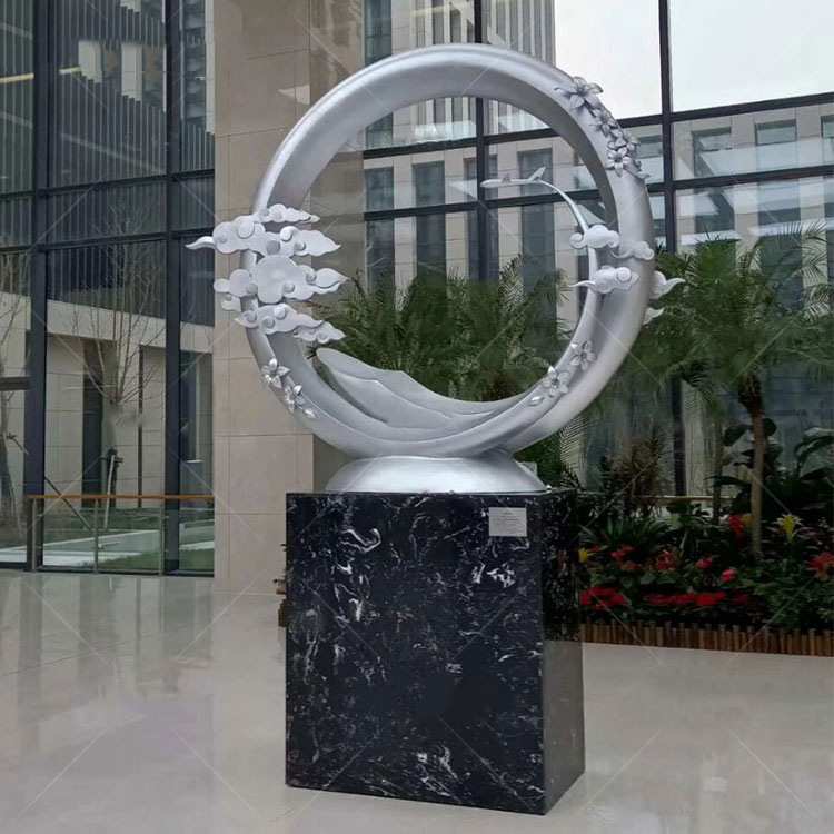 大型城市园林景观不锈钢抽象圆环雕塑定制学校广场标志性金属摆件