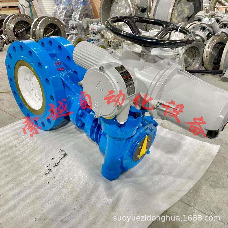 电动衬氟对夹蝶阀D971F-10C-DN100球墨铸钢耐磨防腐智能一体化