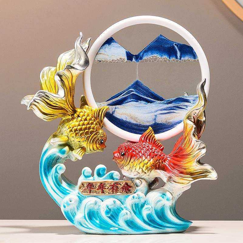 如鱼得水年年有余摆件家居客厅酒柜电视柜玄关装饰品乔迁新居礼品,模玩/动漫/周边/娃圈三坑/桌游,模型制作工具/辅料耗材,淘宝优惠券,粉丝福利购,淘宝优惠卷