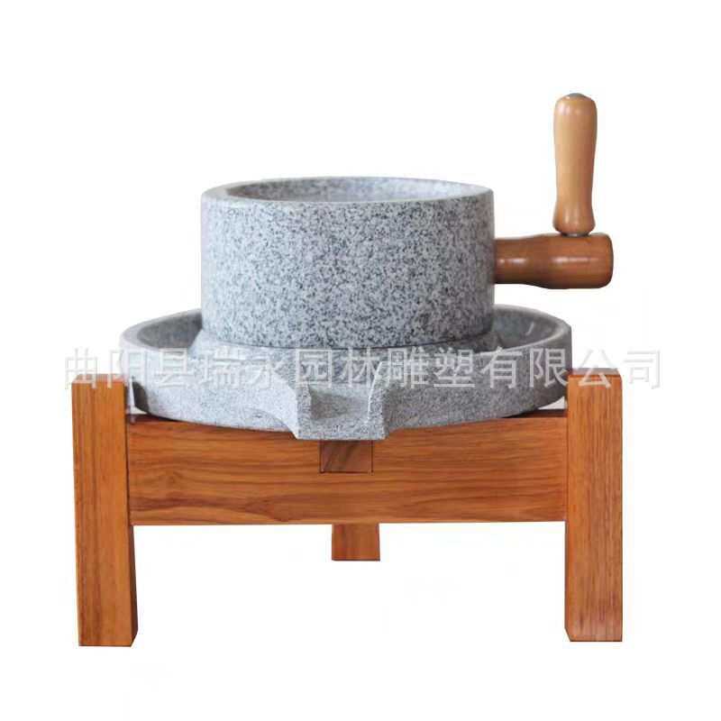 老式石磨盘石碾子艾绒磨面家用压粮食仿古手推电动石碾芝麻酱