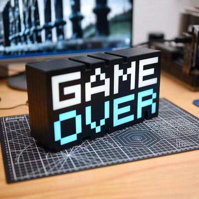 GAMEOVER声控节奏灯游戏氛围灯装饰小夜灯马赛克图标灯夜光