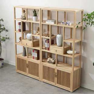实木多宝阁博古架客厅中式收藏陈列柜多层书架家用茶室茶叶展示柜