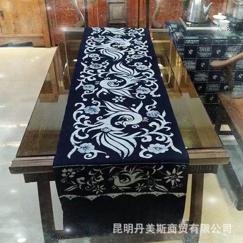 上新民族绣花餐桌长布中式现代简约桌旗复古风刺绣桌旗