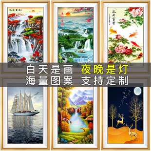 0J自建房楼梯壁灯客厅背景墙壁画灯卧室床头新中式带画灯走廊过道