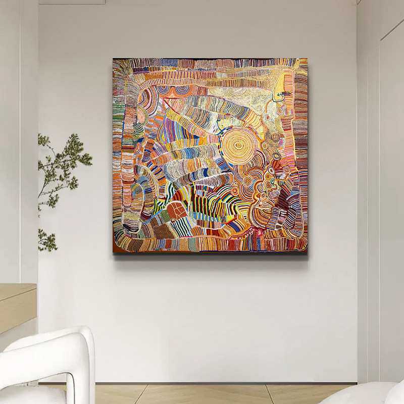 餐厅手绘油画《聚财》肌理画玄关抽象客厅正方形装饰挂画