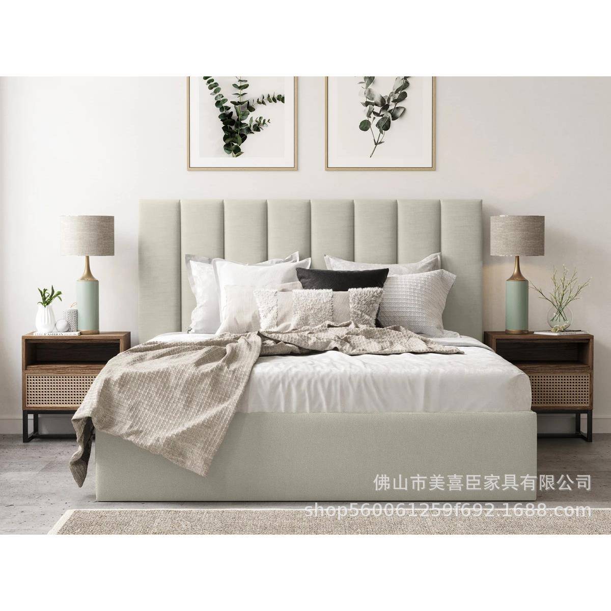 源厂家现代极简美式轻奢设计师经典款酒店民宿家用储物出口双人床